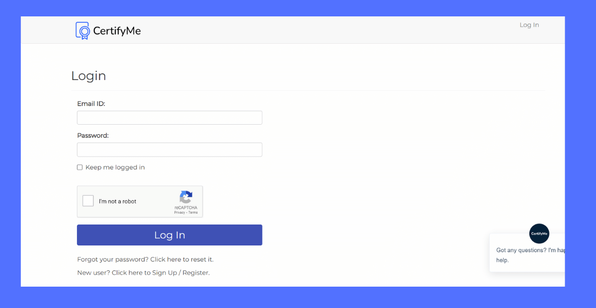 CertifyMe login